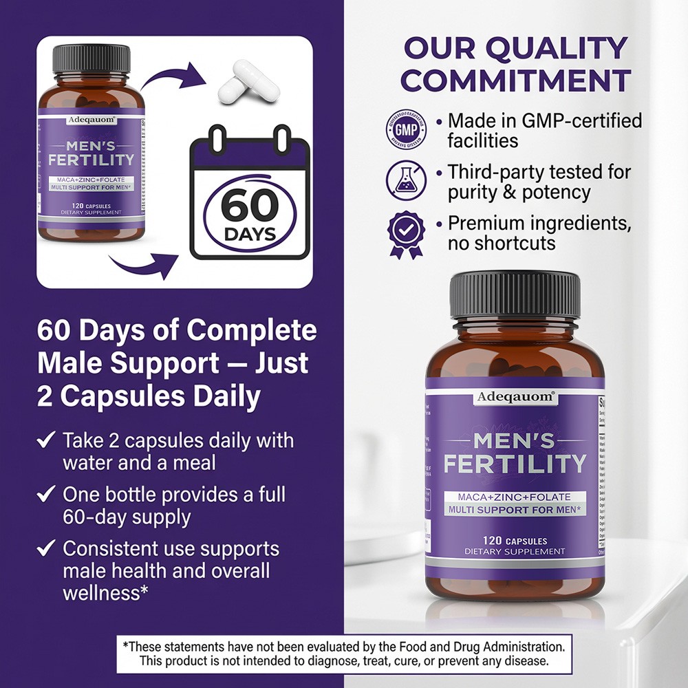 Men’s Fertility Support with Maca, Zinc & Folate – Supports Vitality 30~120Caps