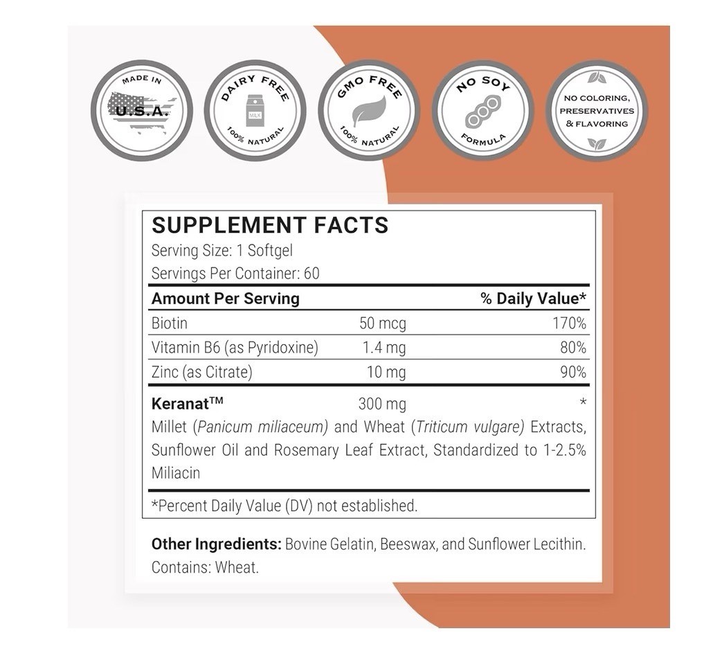 Supersmart Keranat Advanced Formula with Biotin Hair Growth Supplement 60Softgel