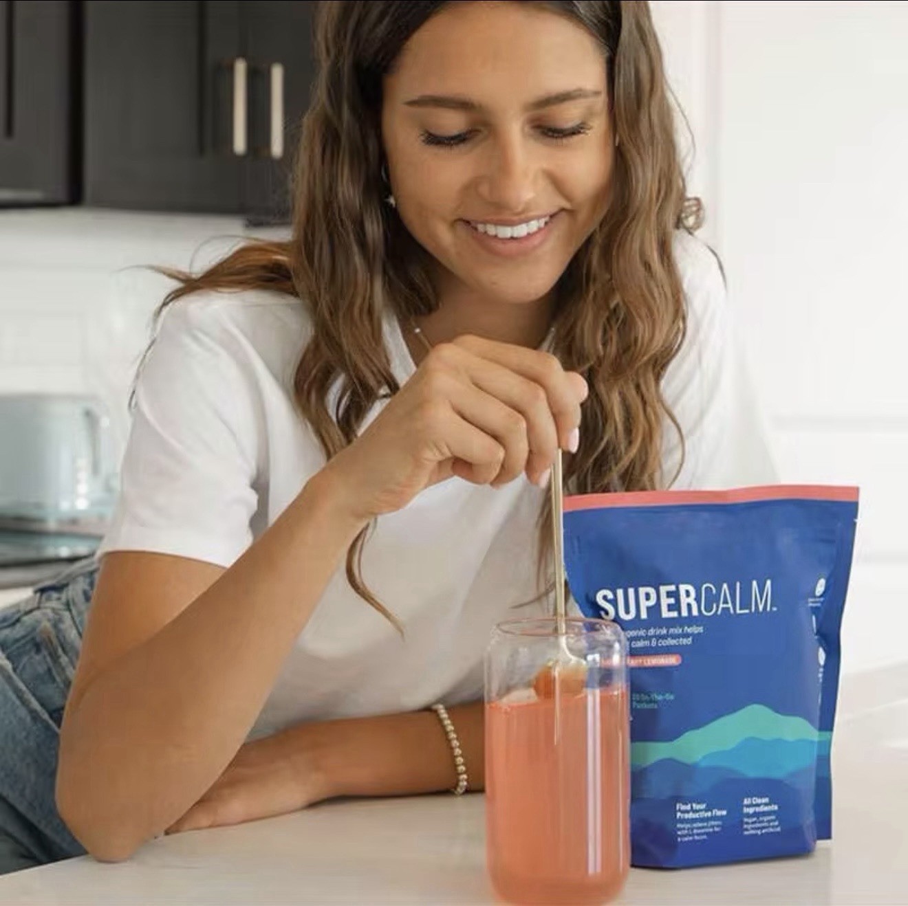 SUPRACALM Adaptogenic Drink Mix Raspberry Lemonade 20 Packets Ashwagandha
