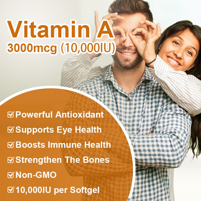 Vitamin A 10000 IU | 120 Softgels | Premium Non-GMO, Gluten Free