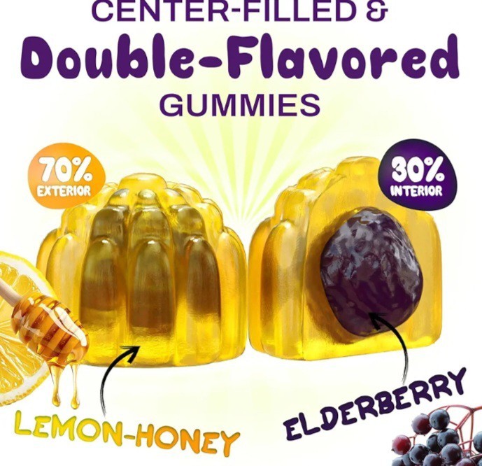 Oh My Chewy Elderberry Gummies Immunity Support Real Honey & Lemon Kids 60CT