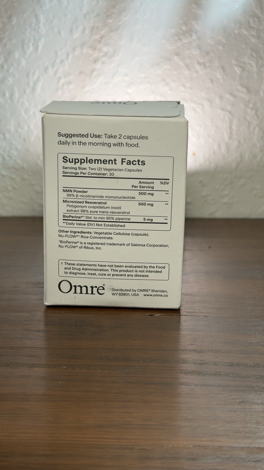 Omre NAD+ Support NMN + Micronized Resveratrol 500 mg Vegan 60ct Capsules