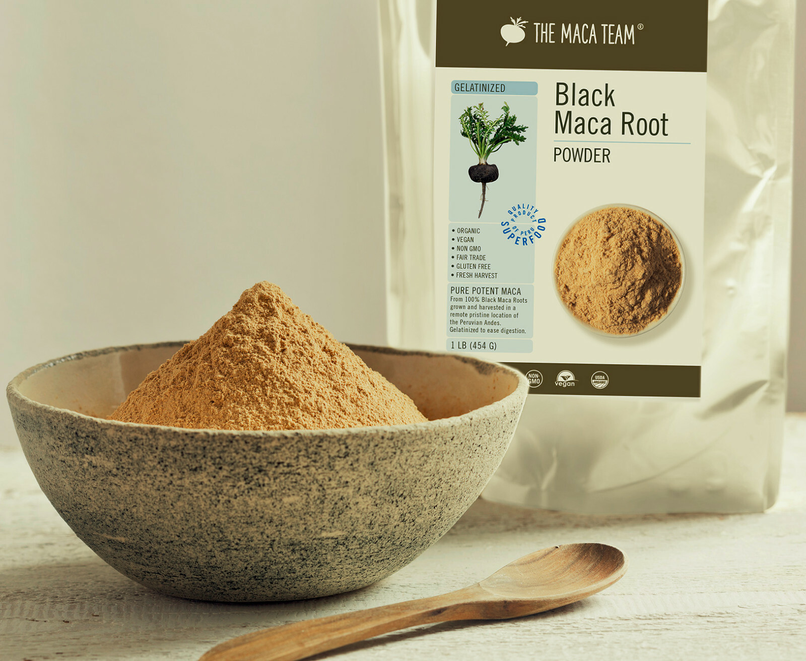 Organic Gelatinized Black Maca Root Powder – Fairly Traded – Fresh Peru Harvest