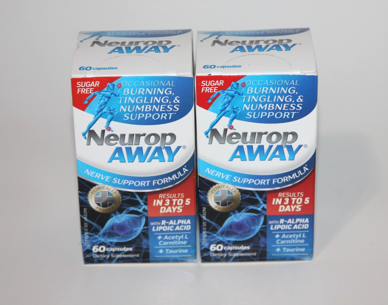 LOT (2) NEUROP AWAY NERVE SUPPORT BURNING TINGLING NUMB 60 CAPSULES BB 11/2028