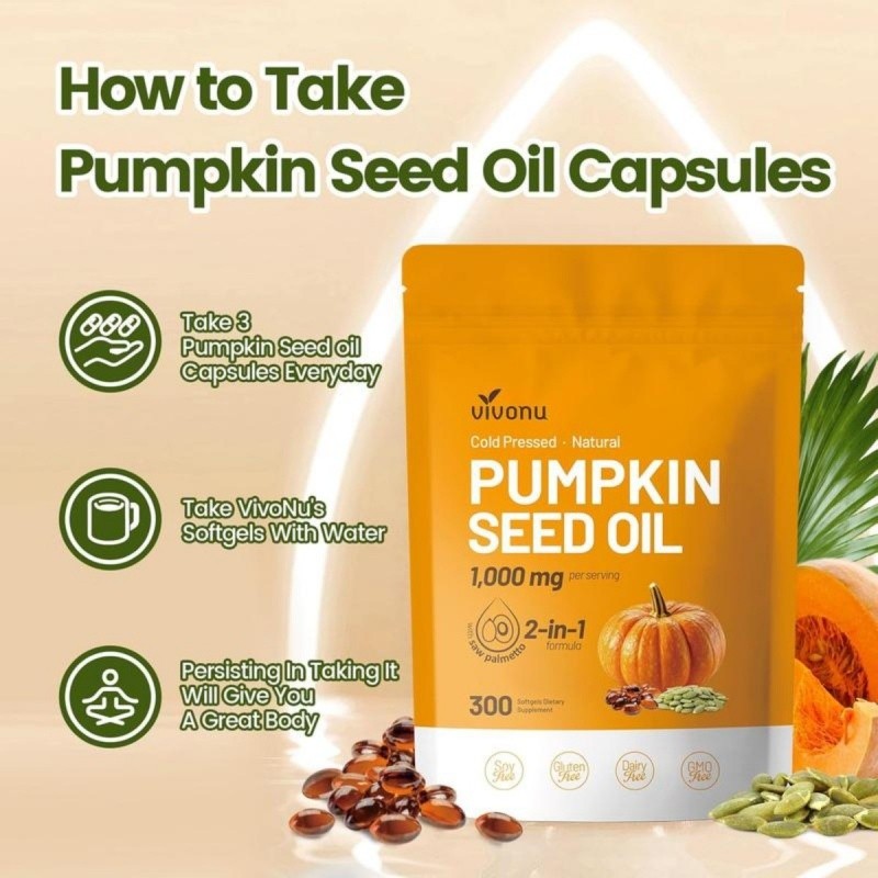 Pumpkin Seed Oil Saw Palmetto 3000 mg – Bladder Health, Immune Support 300 Pills