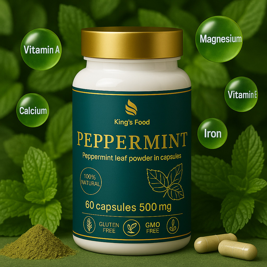 Peppermint Capsules – 100% Natural Peppermint Leaf Powder | 500 mg | King’s Food