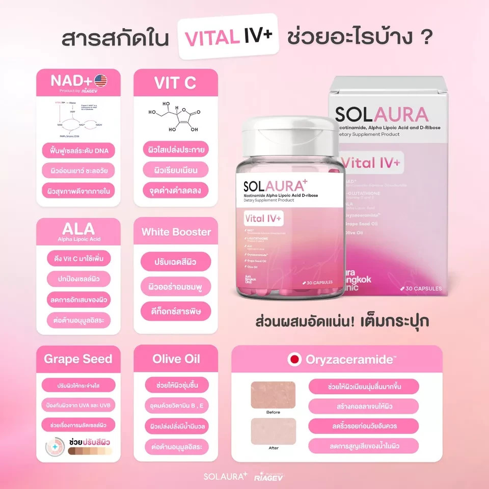 2x SOLAURA Vital IV+ Dietary Supplement Grape Seed Extract Brightening Skin