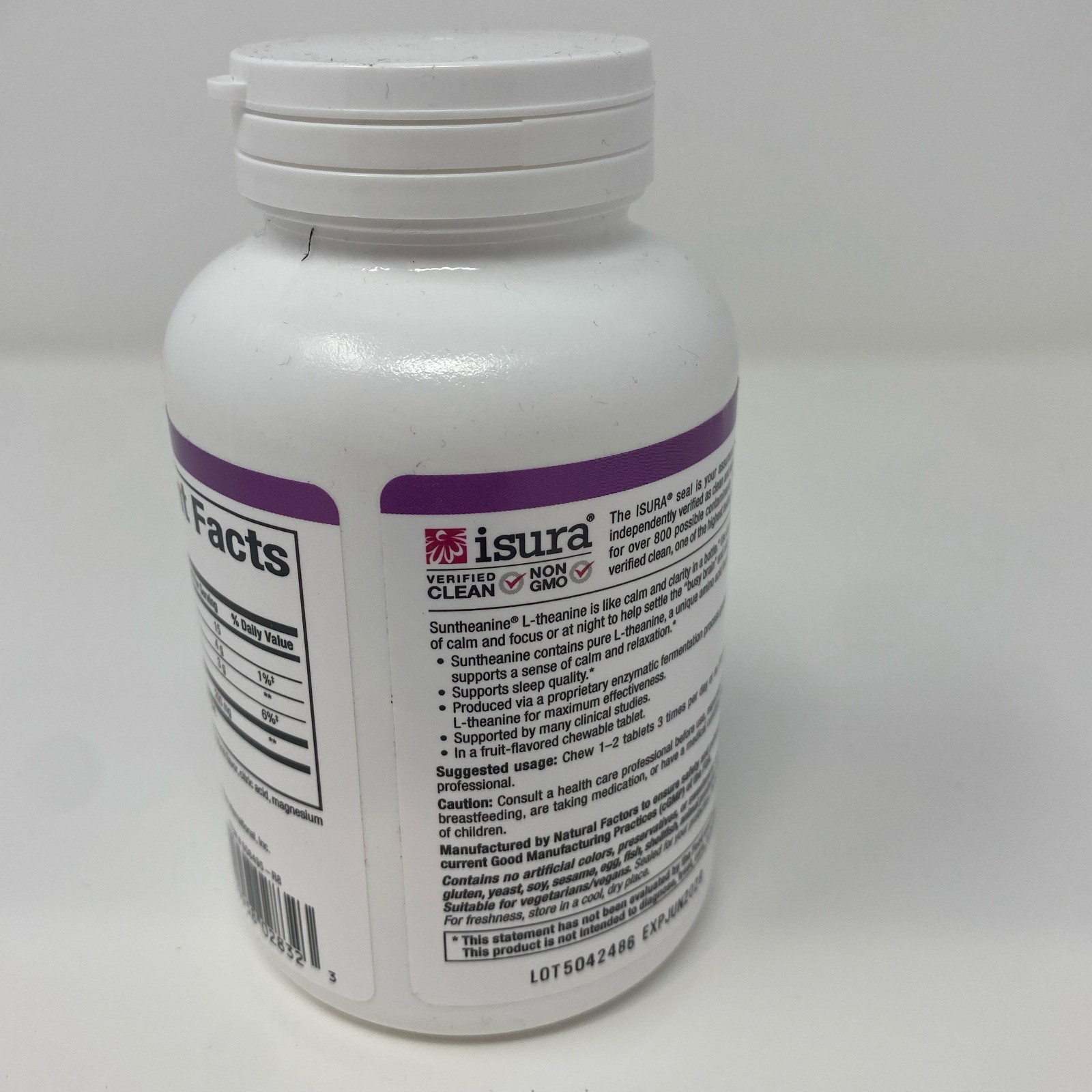 Natural Factors Stress-Relax Suntheanine L-Theanine 100mg, 60 Chewables