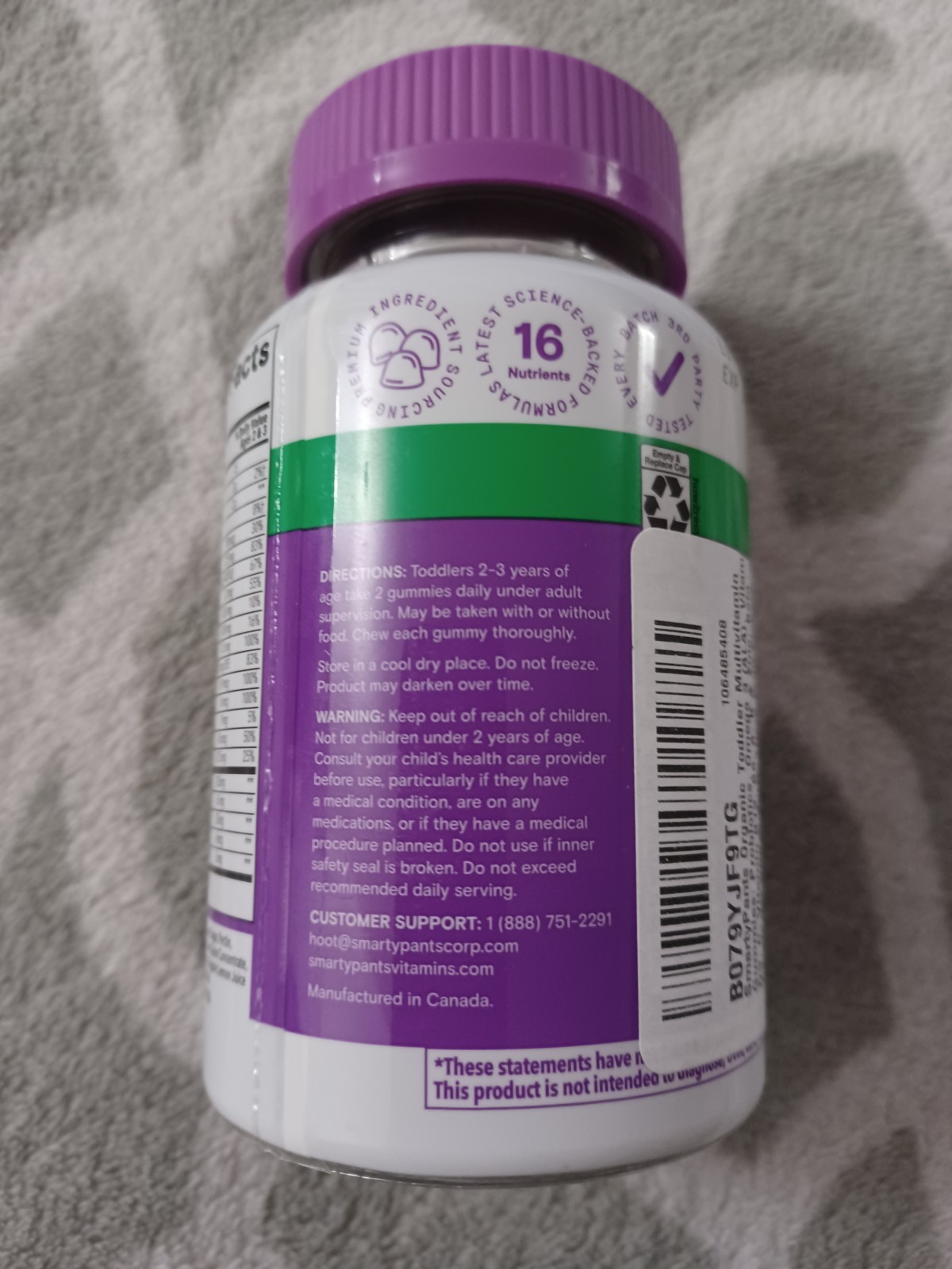 SmartyPants Organic Multi & Probiotics Gummies Toddlers Mixed Fruit Exp. 05/2027
