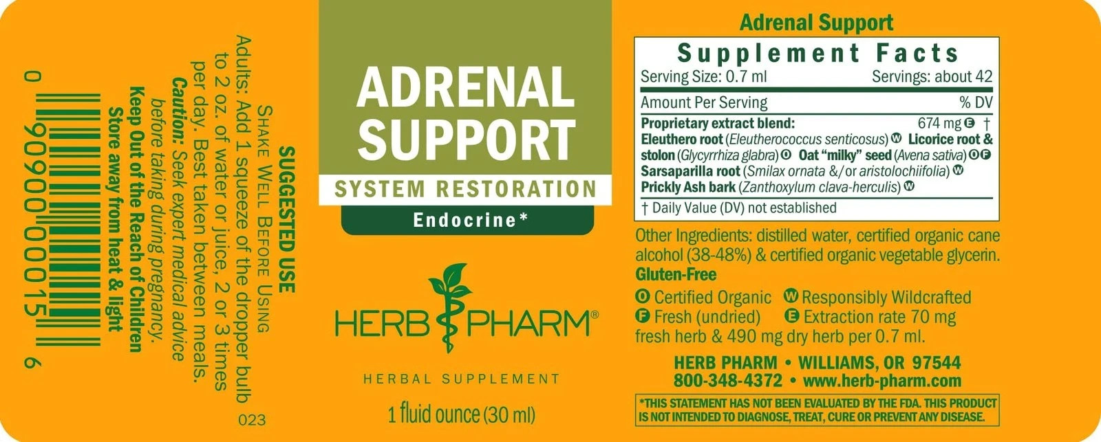 Herb Pharm Adrenal Support Liquid Herbal Formula with 1 Fl Oz (Pack of 1)