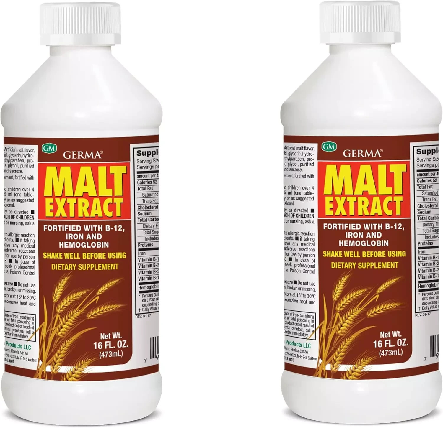 Extracto De Malta 16 Oz. Con B12 Y Hemoglobina 2-Pack