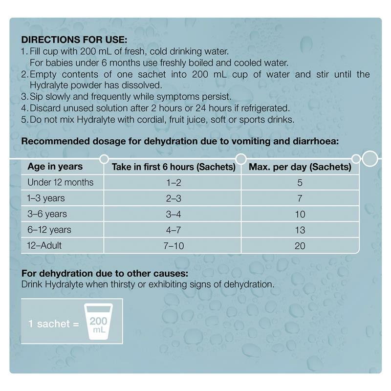 Hydralyte Colour Free Lemonade Flavoured Electrolyte Powder 4.9g x 10 Sachets