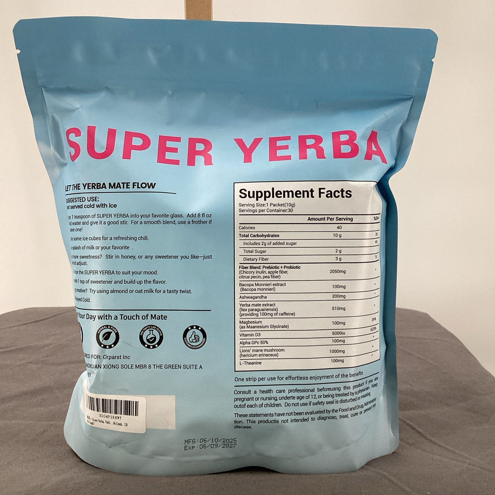 LOT OF 2 Super Yerba Raspberry Lemonade 30 Servings Package Exp: 06/09/2027