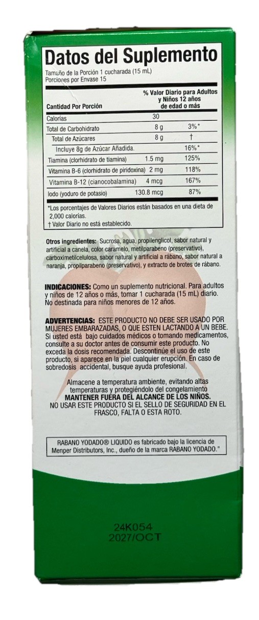 Rabano Yodado Liquid Dietary Supplement, El Salvador, 8 Fl Oz / 237 ml