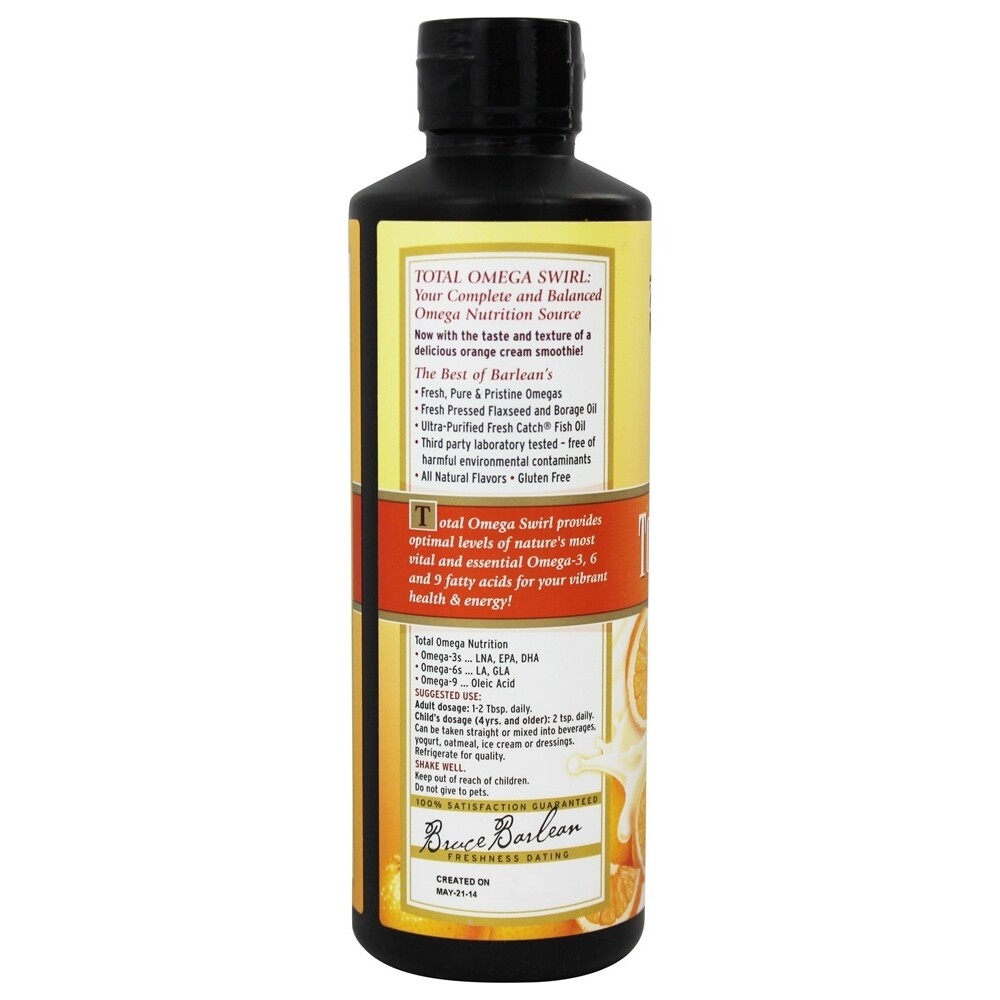 Barlean’s Total Omega 3-6-9 Swirl Orange Cream, 16 Ounces