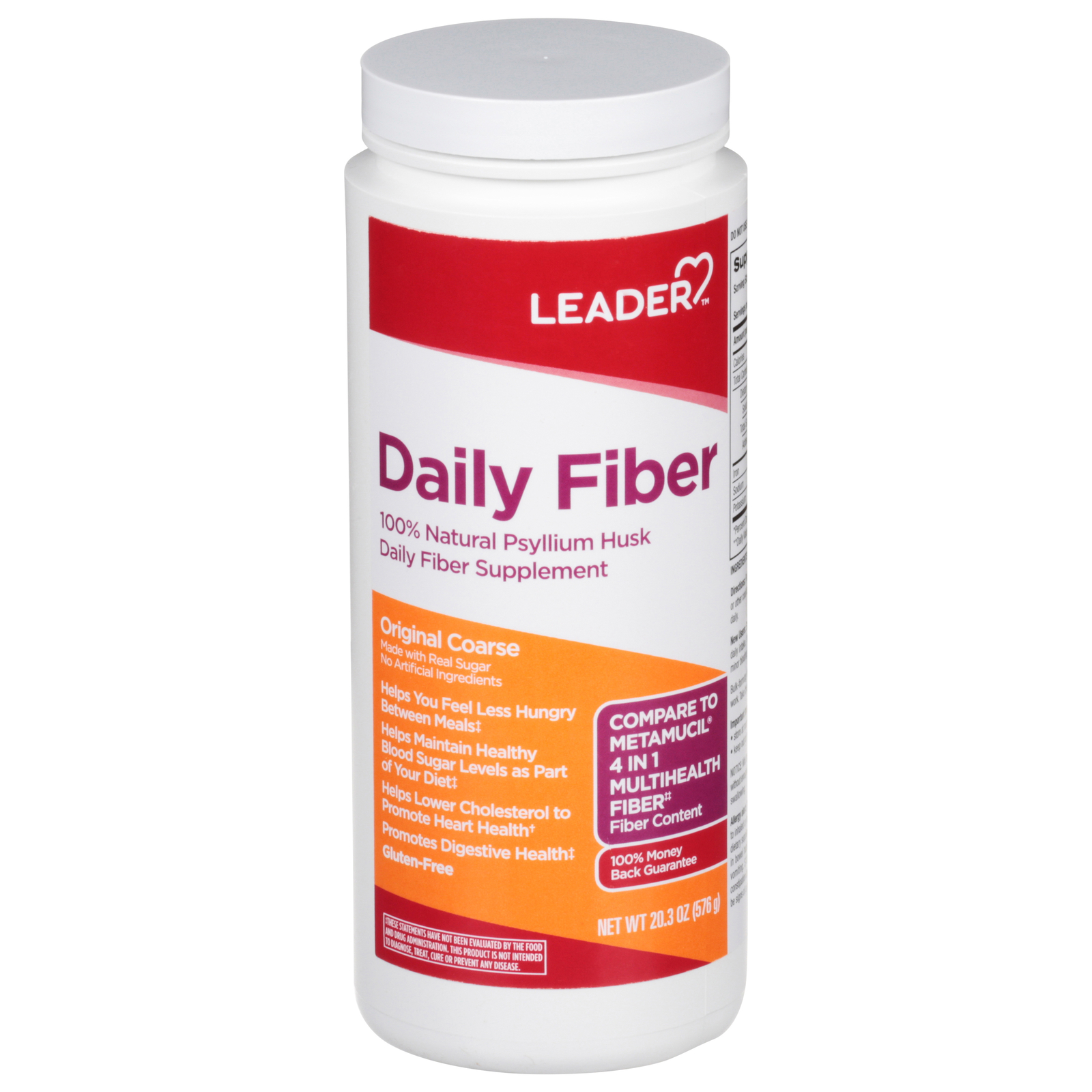 Leader Daily Fiber 100% Natural Psyllium Husk Original 576 gm 20.3 fl ounce
