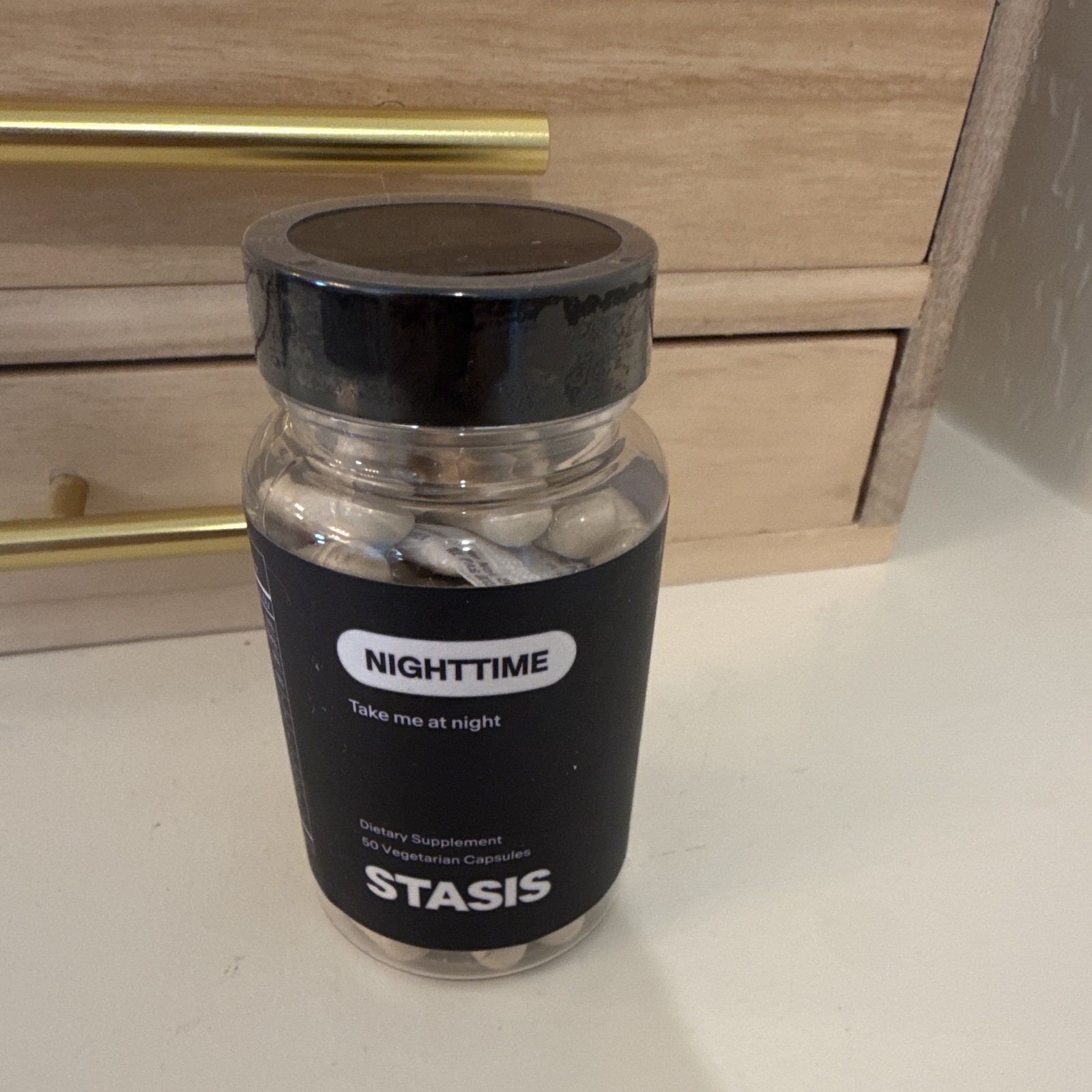 STASIS Nighttime Sleep Support Supplement 50 Vegetarian Capsules Exp 10/2024