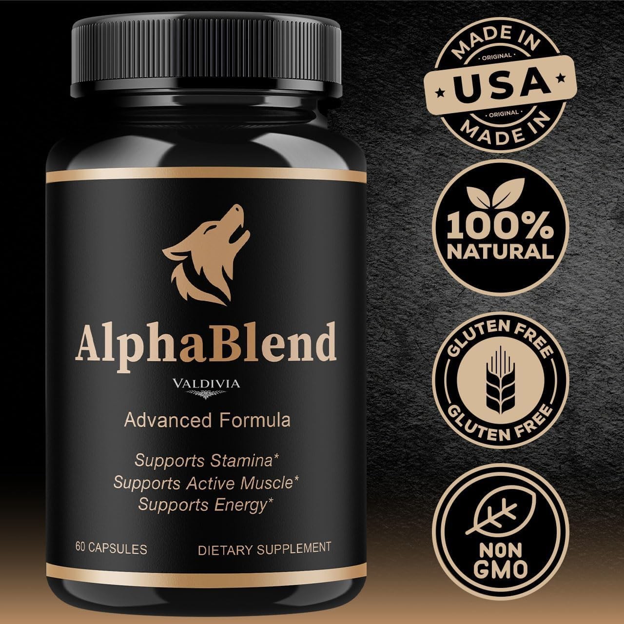 Alpha Blend Men Wellness Supplement Capsules Energy Strength 5 Pack 300Ct