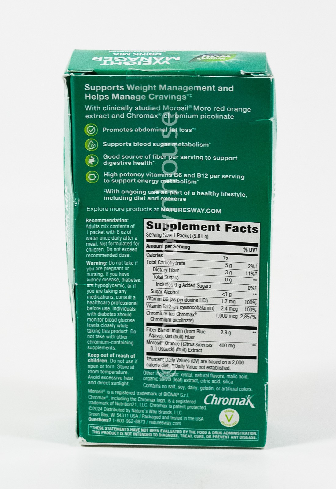3 Natures Way WEIGHT MANAGER Drink Mix no sugar ZESTY CITRUS 7 packets 12/2026