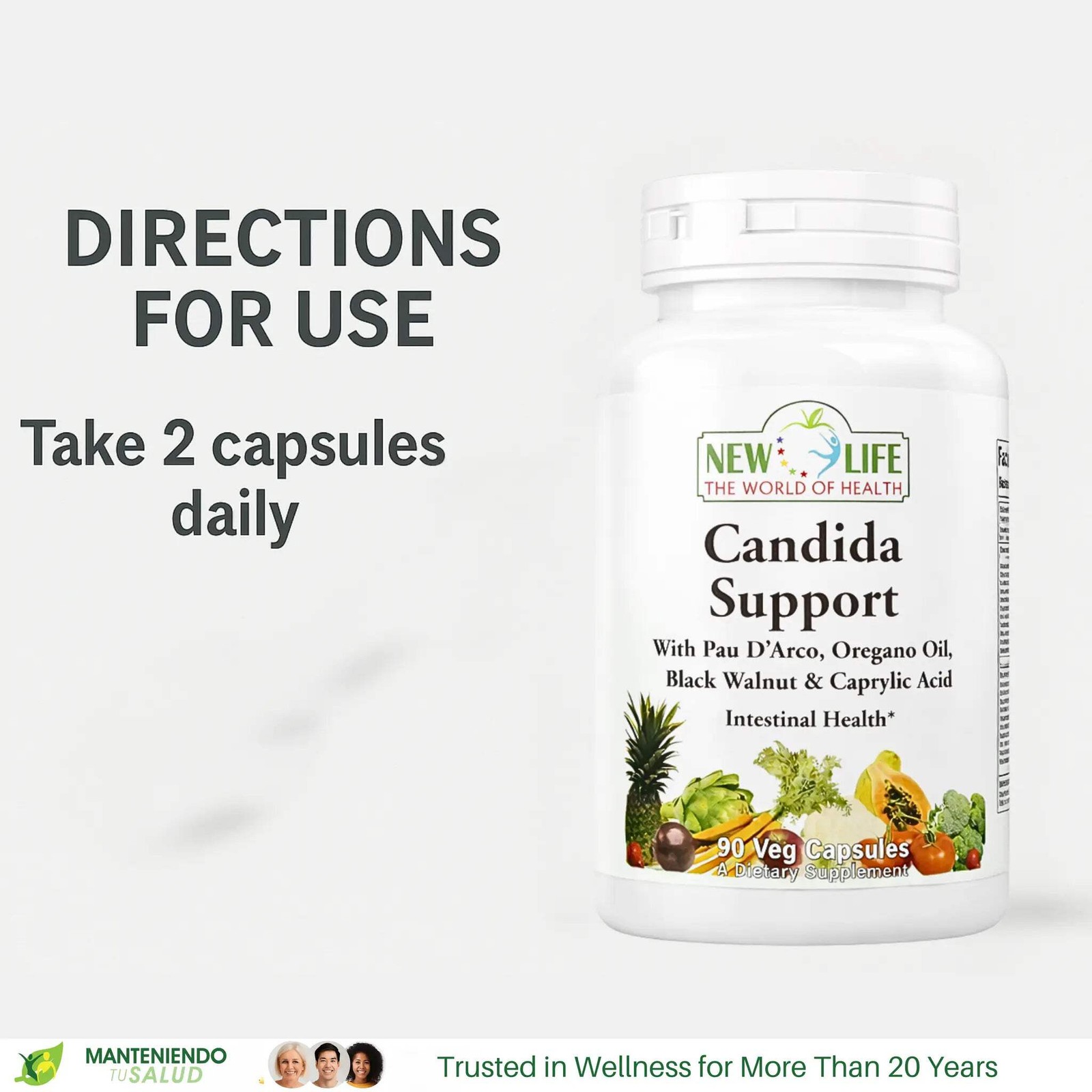 New Life Candida Support, Digestive Health, Black Walnut, 90 Capsules