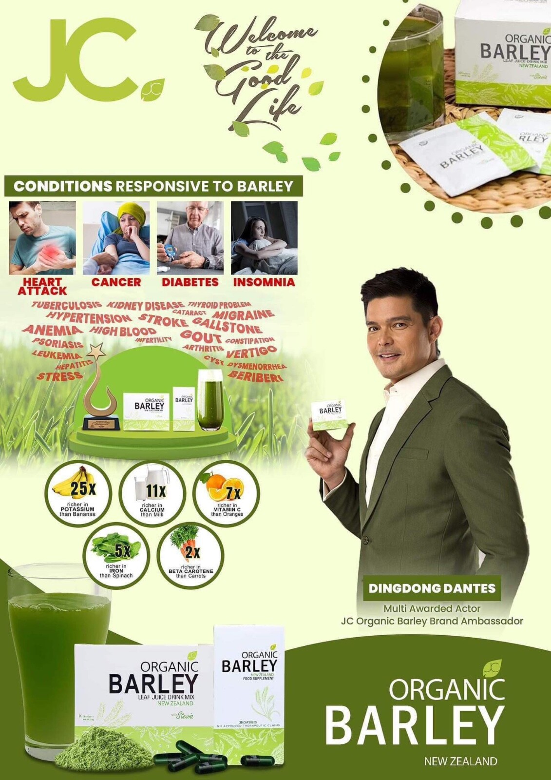 JC pure organic barley capsules from New Zealand