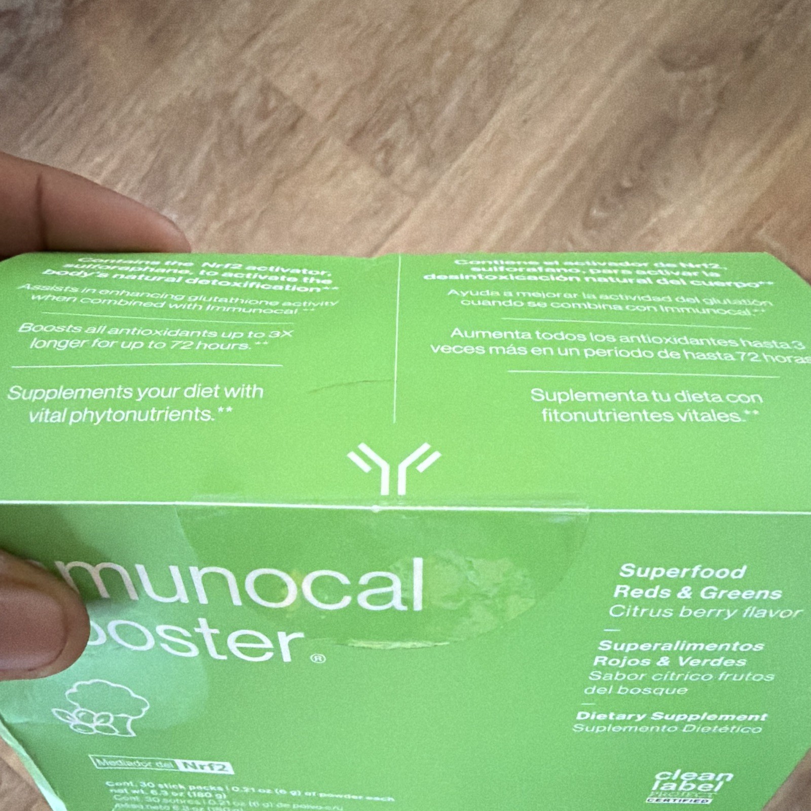 Immunotec Immunocal Booster NRF2 Reds & Greens Citrus Berry 30 Stick Packs 6g
