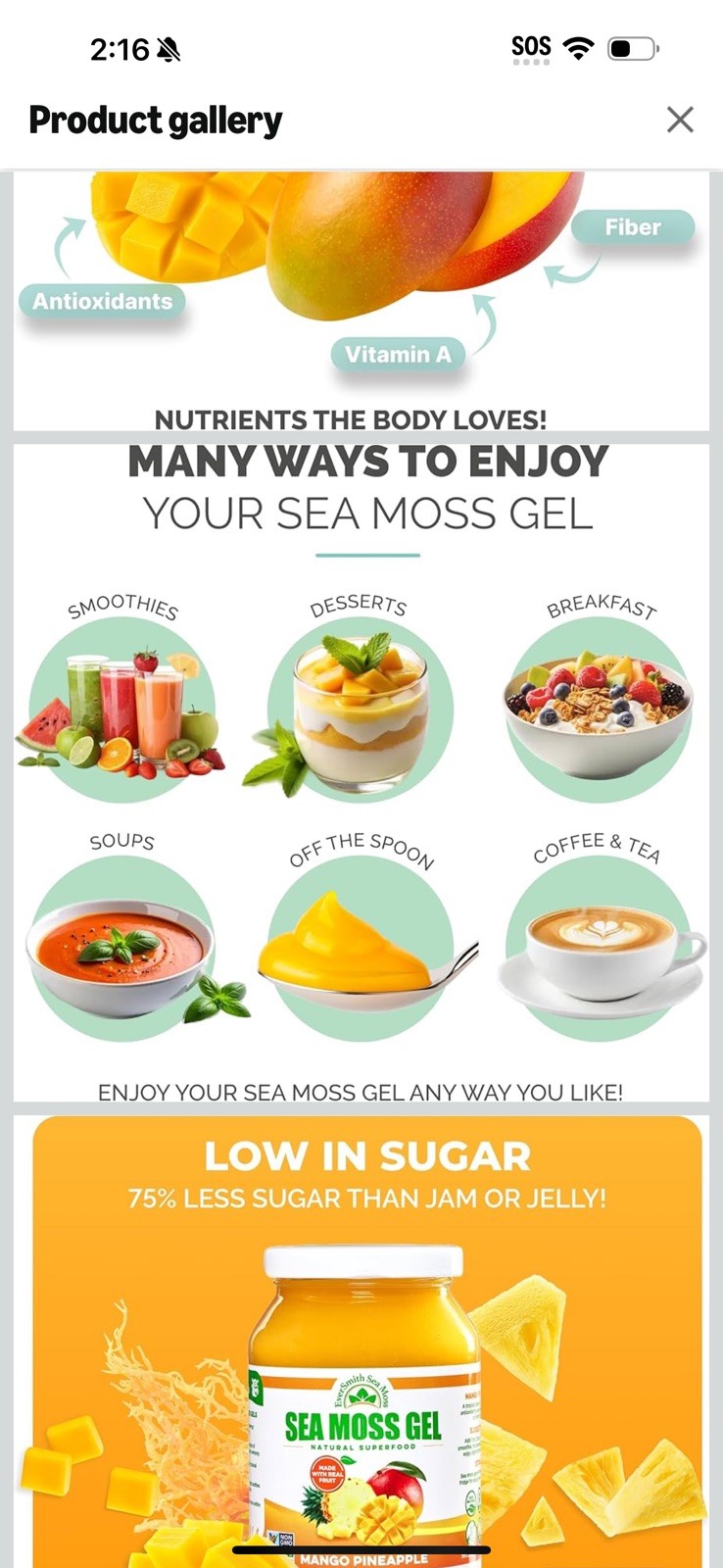 Ausreson Sea Moss Gel Mango Pineapple 10 oz (454g) Dietary Supplement