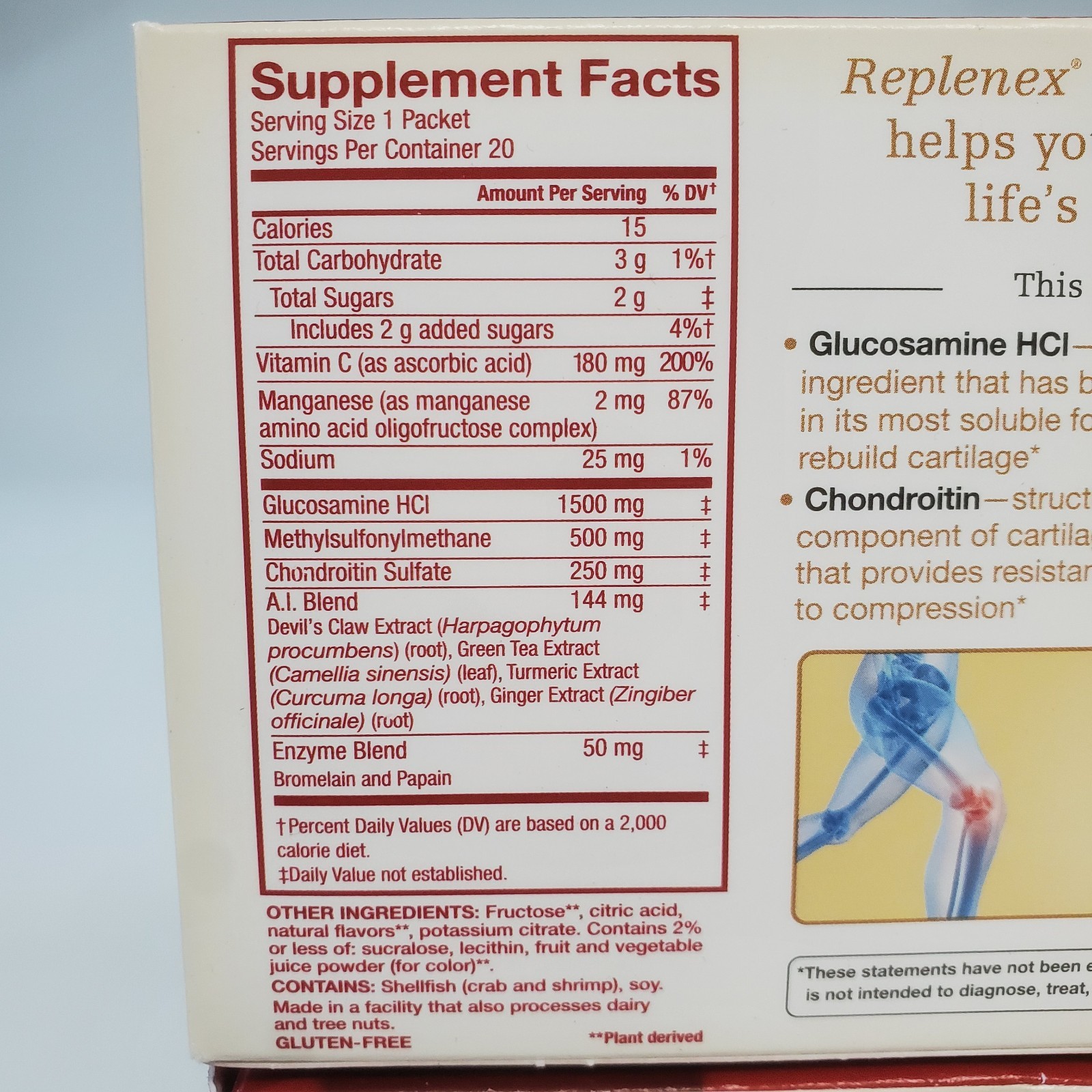 Melaleuca Replenex Drink Mix Extra Strength Joint Health Pink Lemonade 2 x 20pk