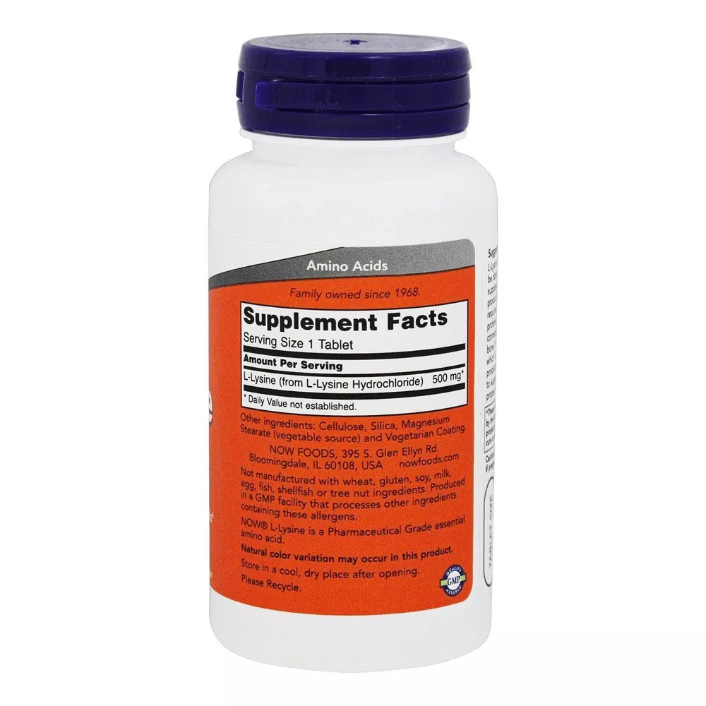 NOW Foods L-Lysine Vegetarian 500 mg., 100 Tablets