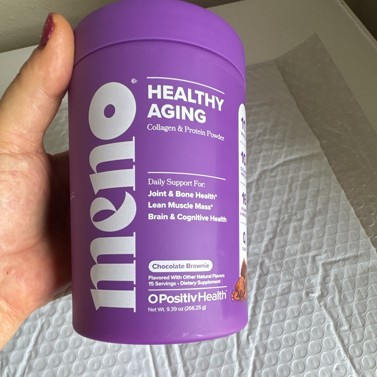 mēno Collagen & Protein Powder Chocolate Brownie 0g Sugar Anti-Aging 9.39oz