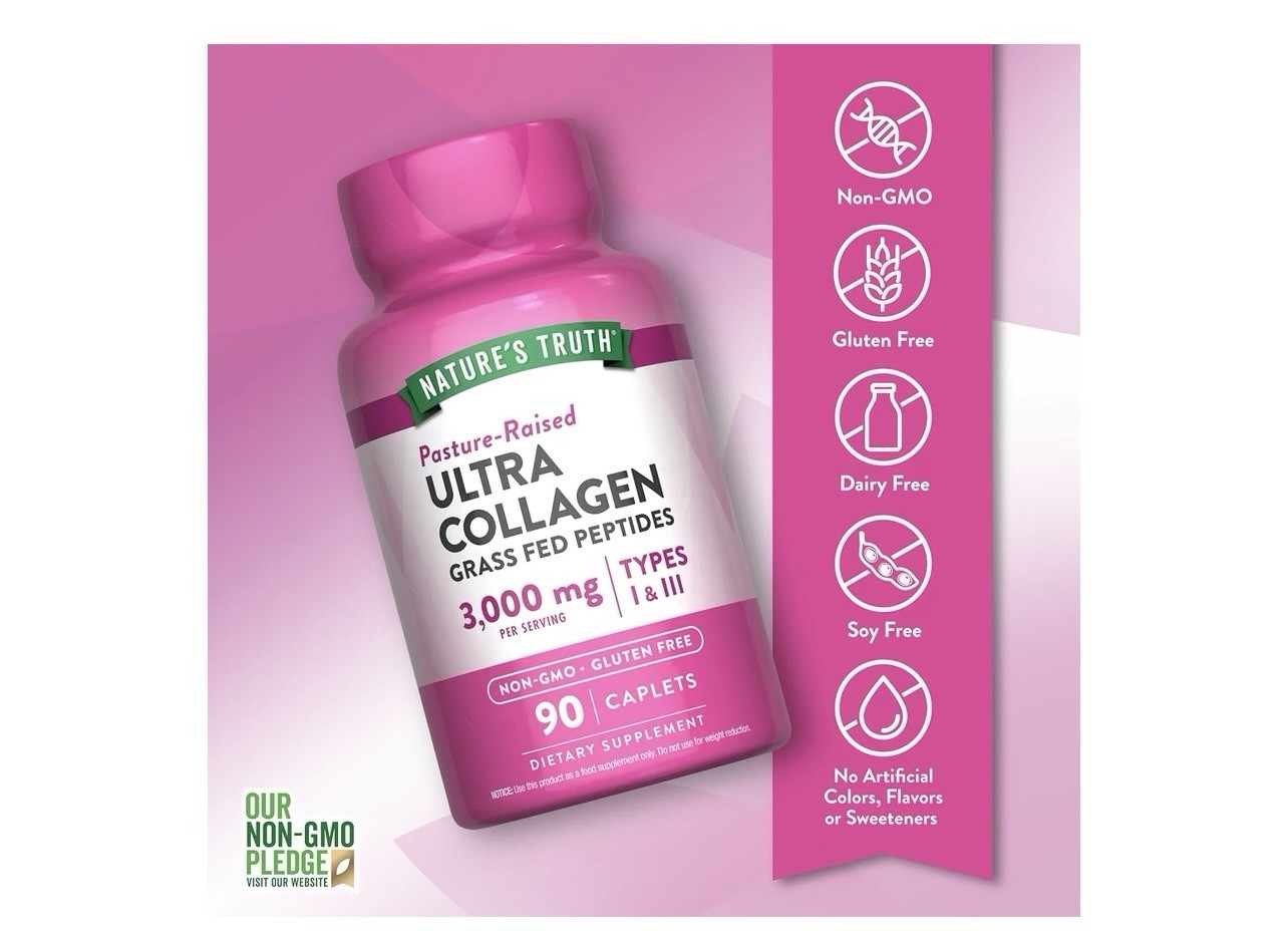 Nature’s Truth Ultra Collagen Grass Fed Peptides 3000mg Types I & III 90 Ct