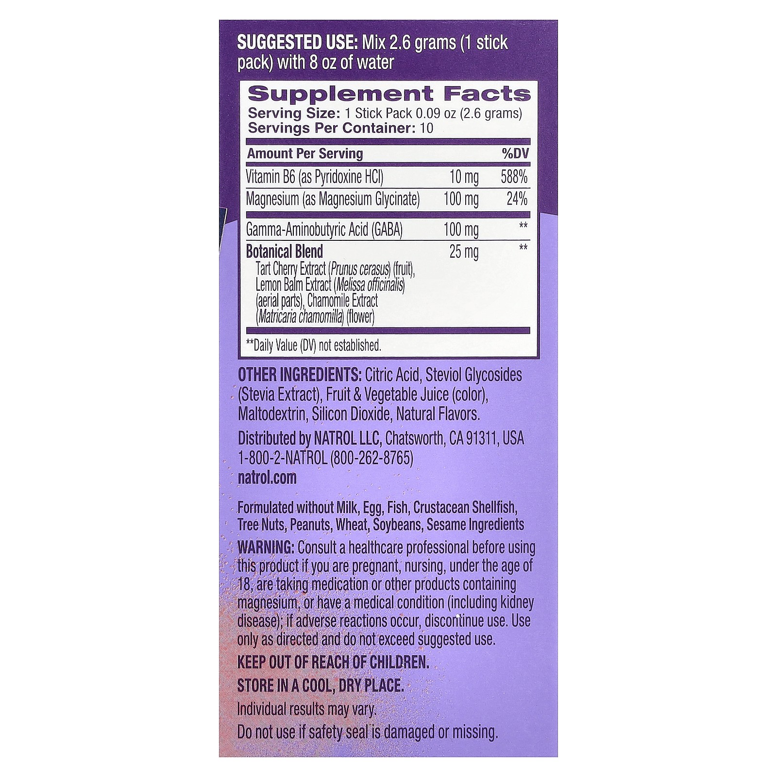 Sleep & Restore, Calming Drink Mix, Melatonin Free, Cherry, 10 Stick Packs, 0.09