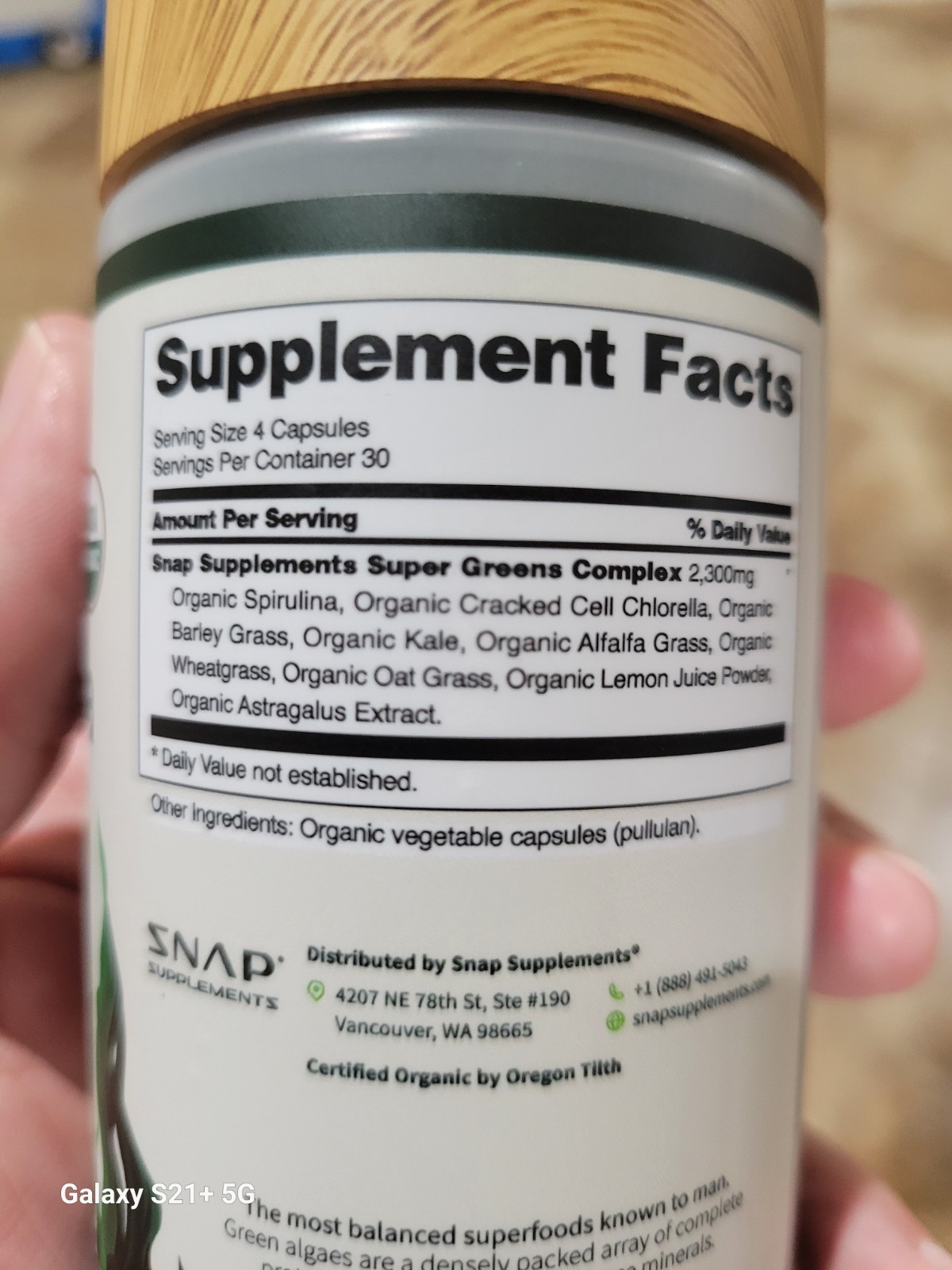 Snap Supplements Spirulina Chlorella Organic Vegan Detox 120 Capsules