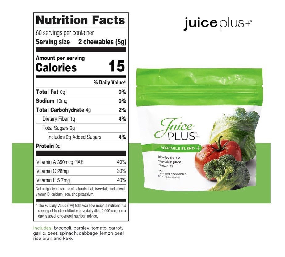 JuicePlus+ Fruit & Vegetable Blend Soft Chews Tasty Vegan Fruit Veggie 4 Packs