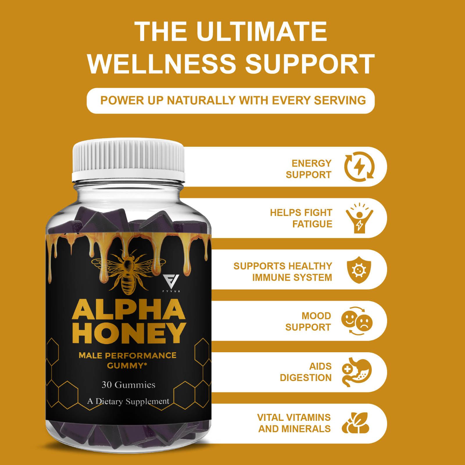 Alpha Honey Performance Gummies, AlphaHoney Supplement (30 Gummies)