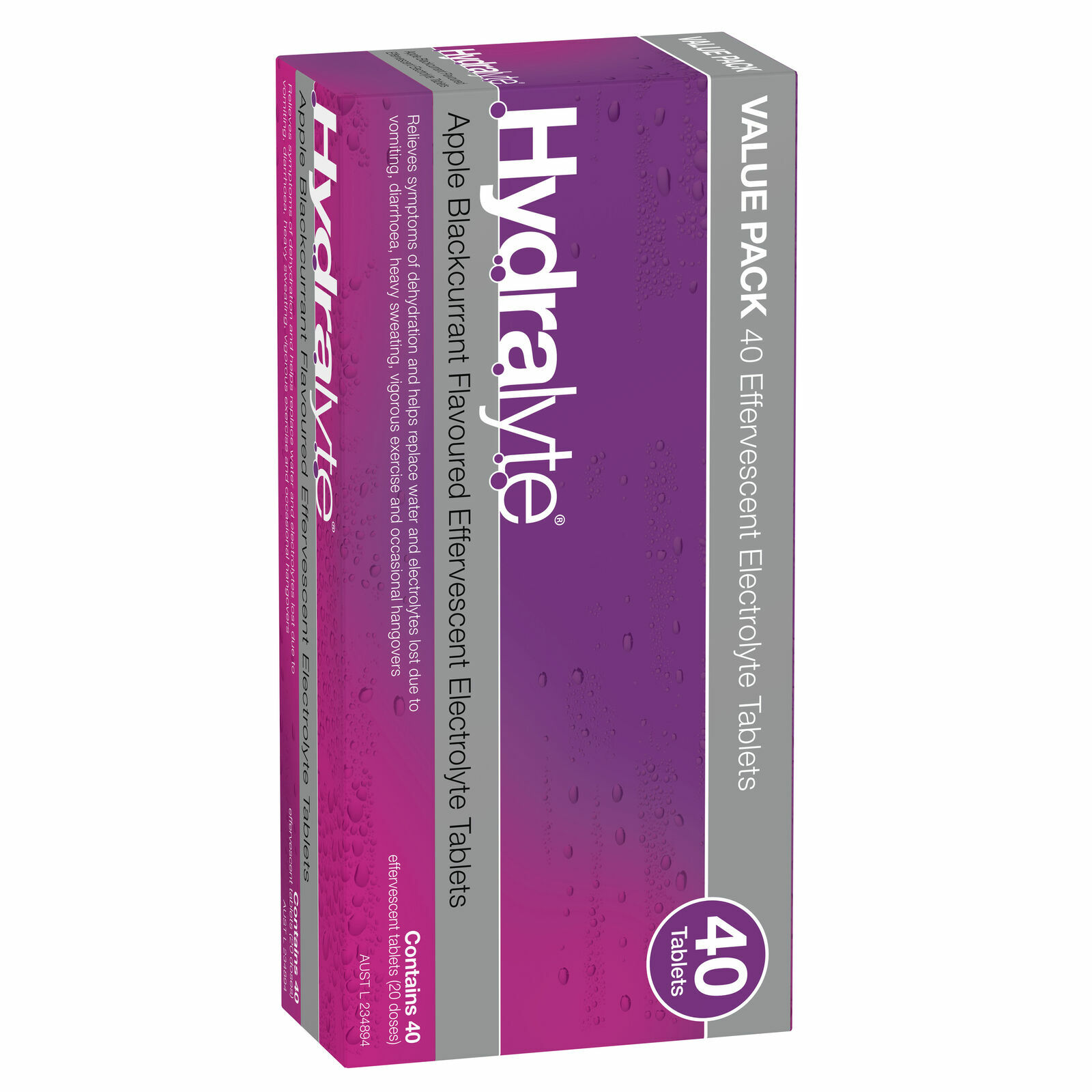 Hydralyte Effervescent Electrolyte Apple Blackcurrant Flavoured 40 Tablets