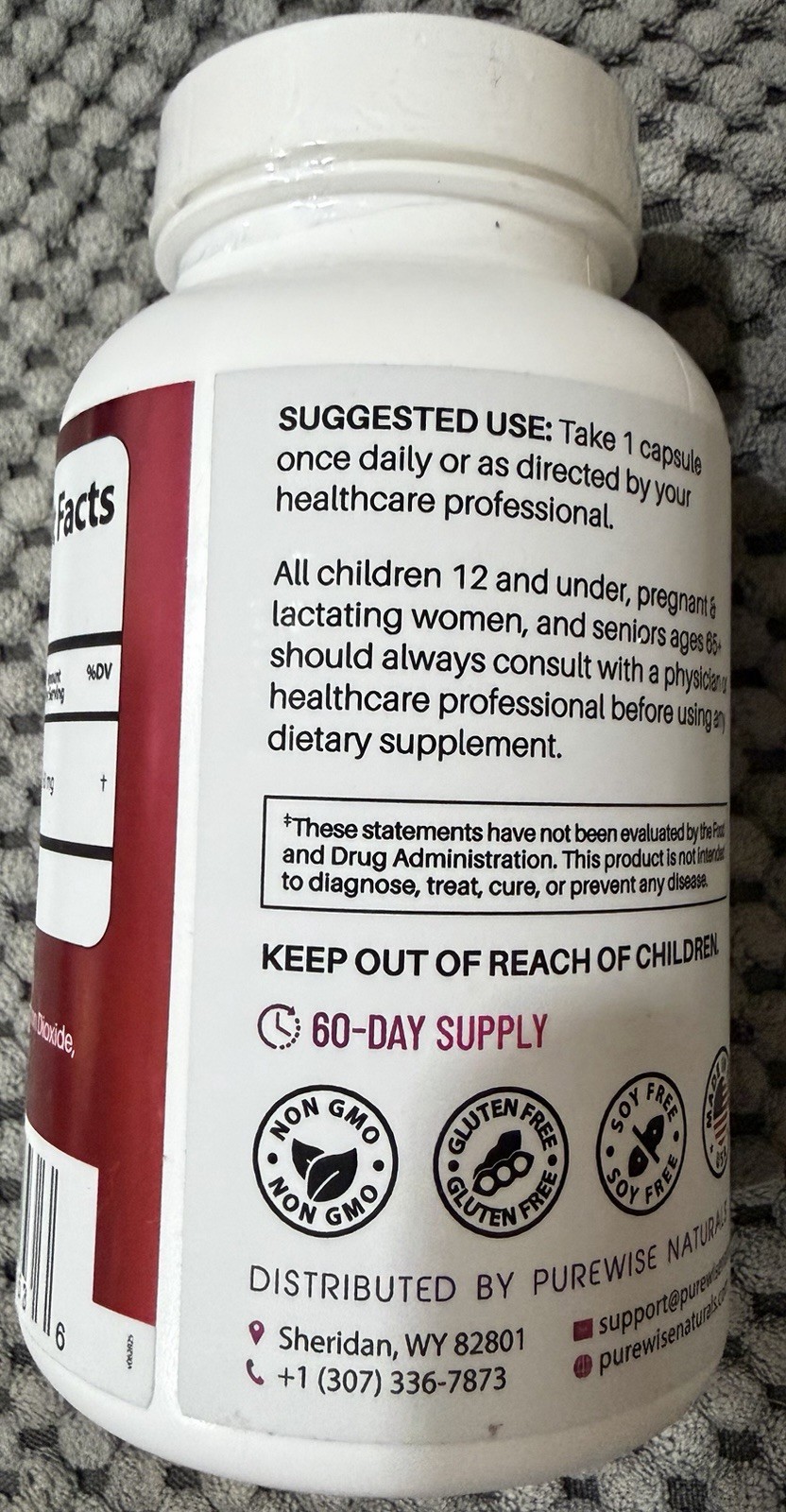 Purewise Spermidine 60mg Caps 60ct Vegan Non-GMO Gluten-Free Soy Free exp 06/27