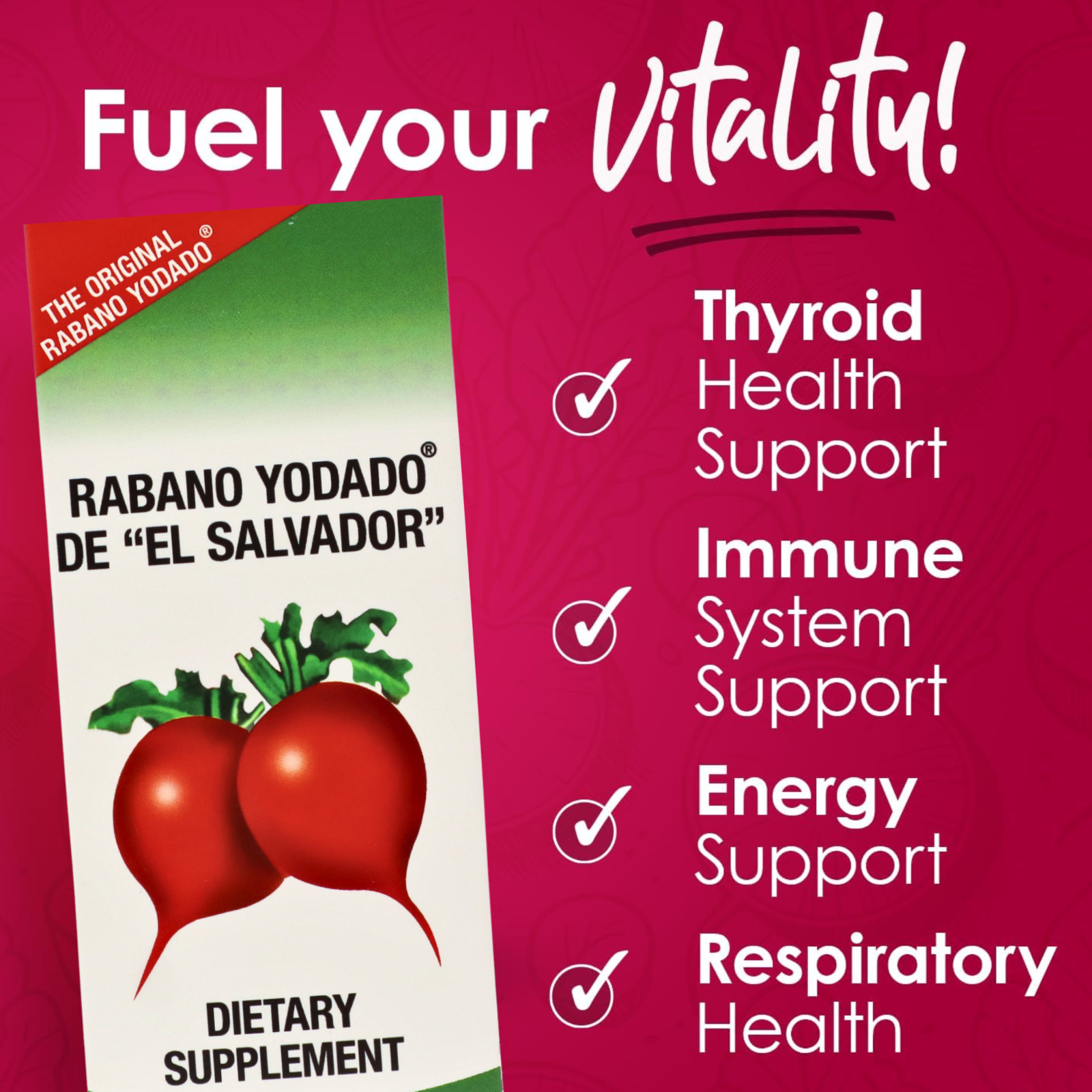 Rabano Yodado de “El Salvador” Dietary Supplement with Vit B – 8 fl oz (3-Pack)