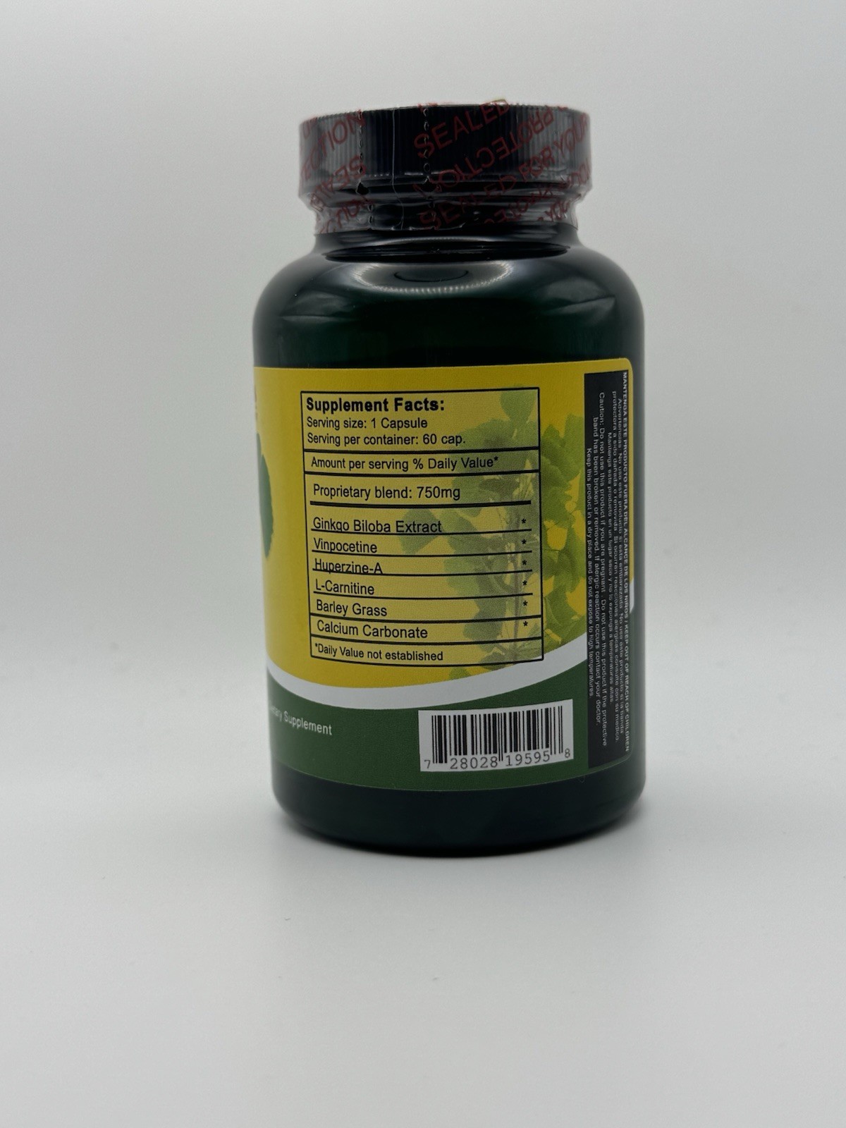 Yerbos Finos Ginkgo Zine 750 mg 60 Capsules Dietary Supplement