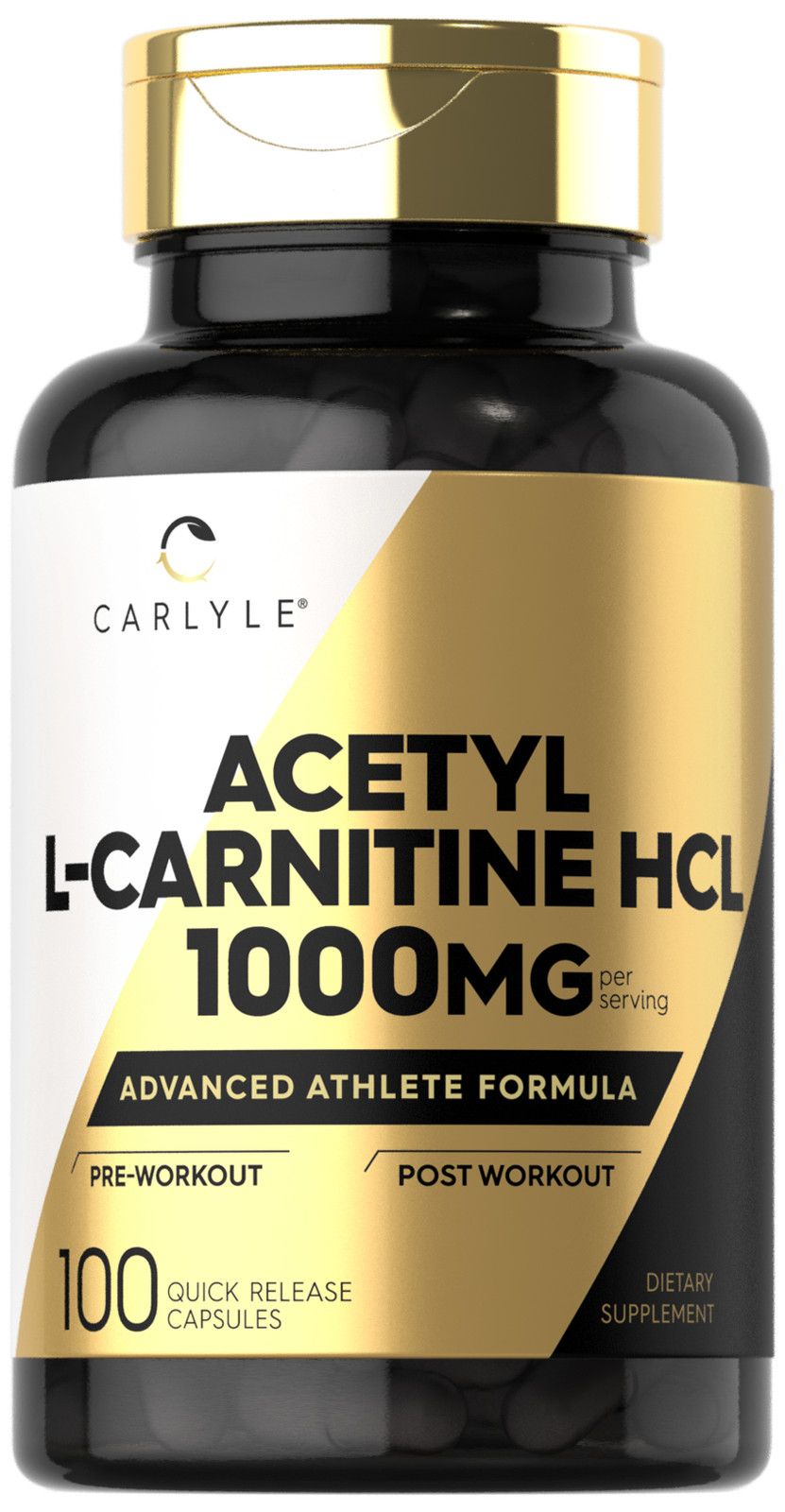 Acetyl L-Carnitine HCL 1000mg | 100 Capsules | Non-GMO, Gluten Free | by Carlyle