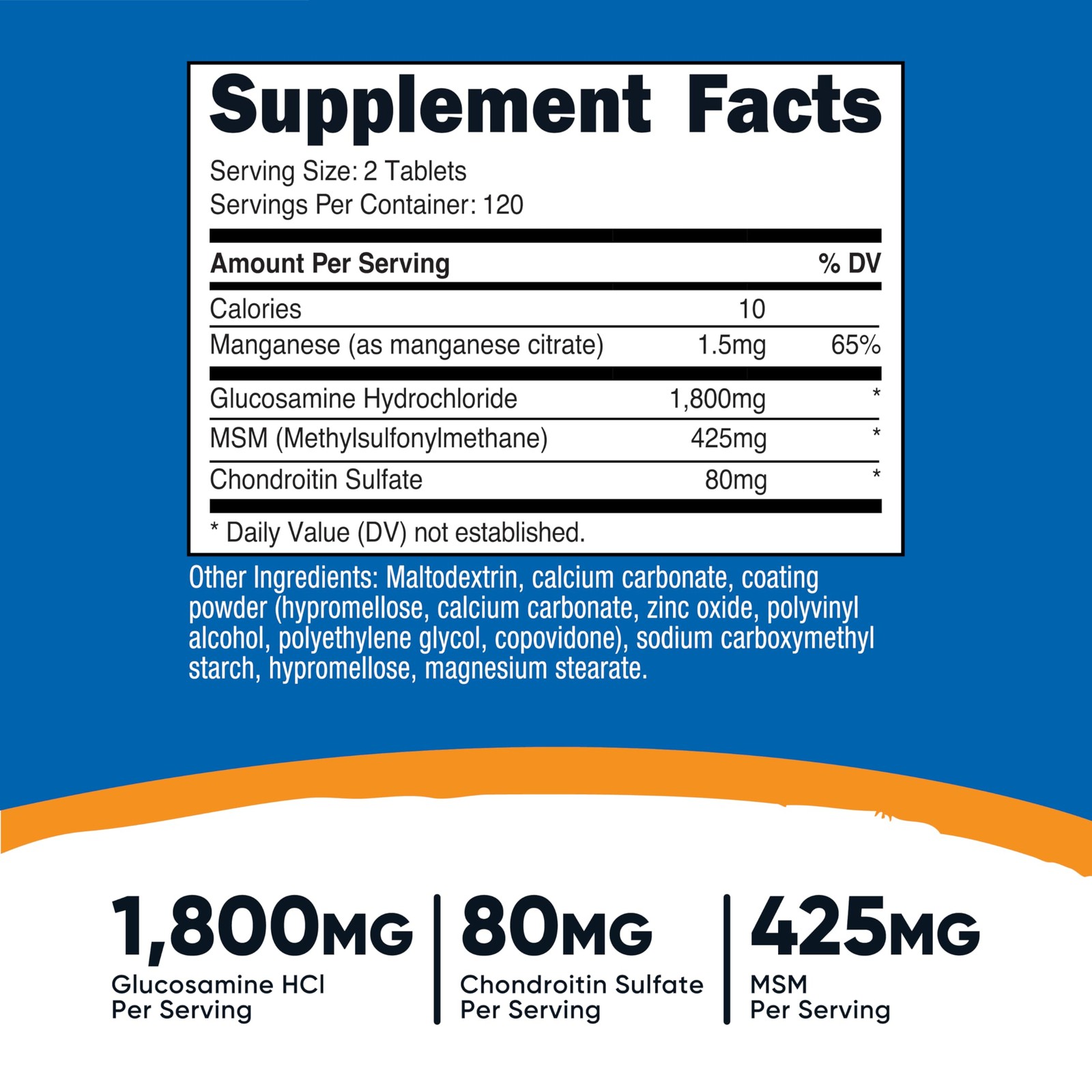 Nutricost Glucosamine 1800mg with Chondroitin & MSM, 240 Count (Pack of 1)