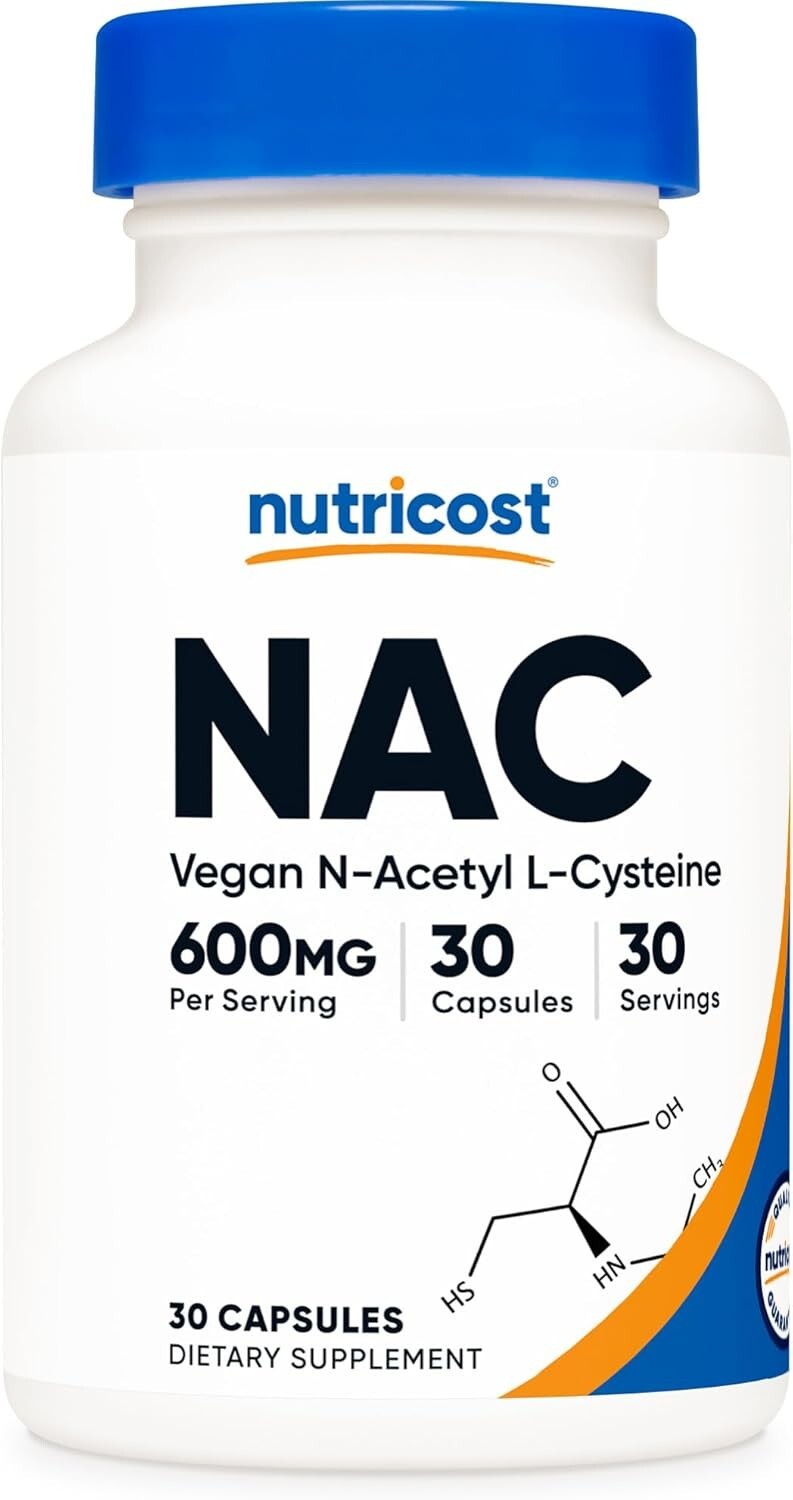 Nutricost N-Acetyl L-Cysteine (NAC) 600mg, 30 VegCaps GF – Non-GMO – EXP 07/2027