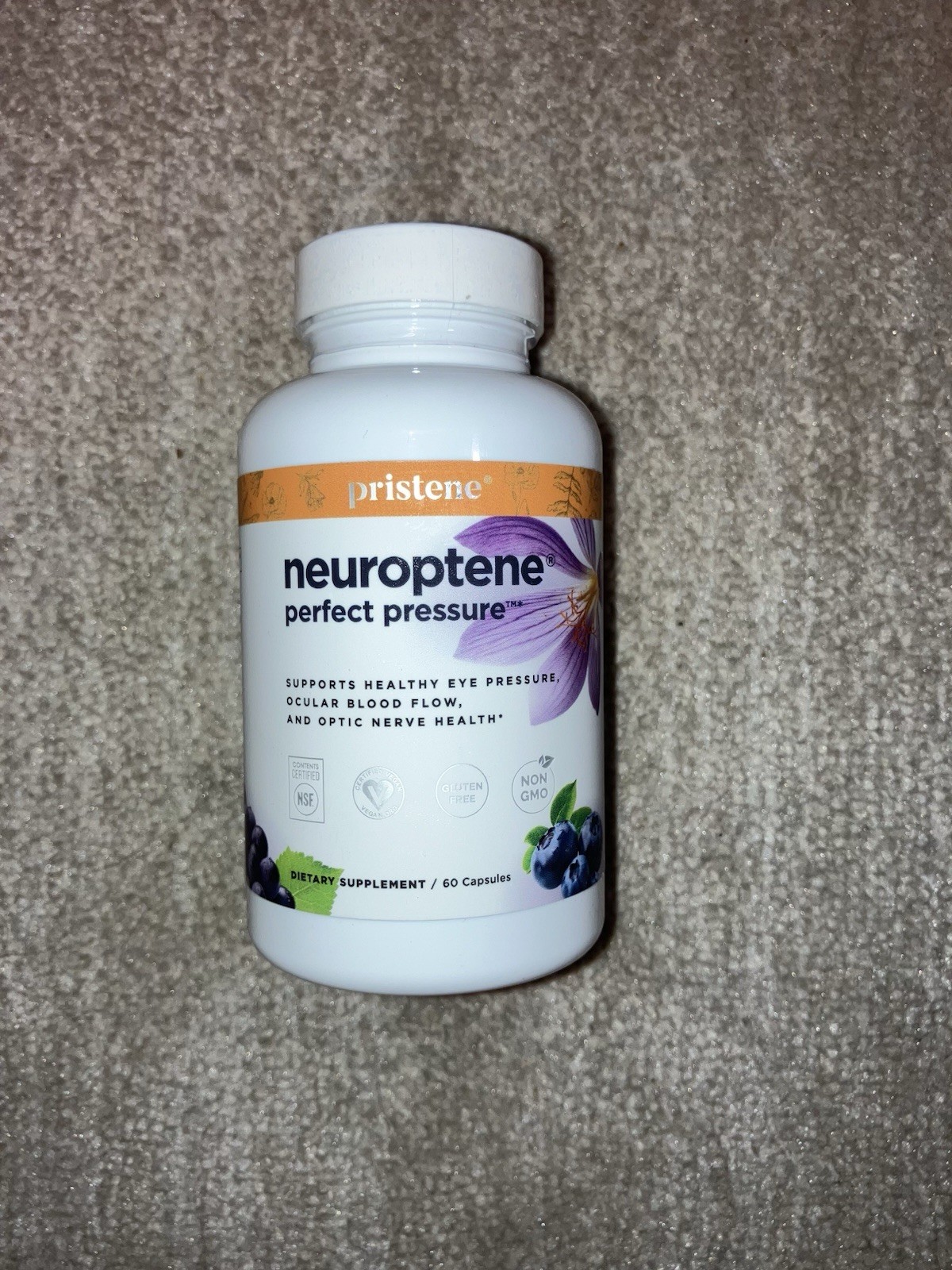 Pristene Neuroptene Perfect Pressure Eye Health 60 Caps Gluten-Free Exp 02/27