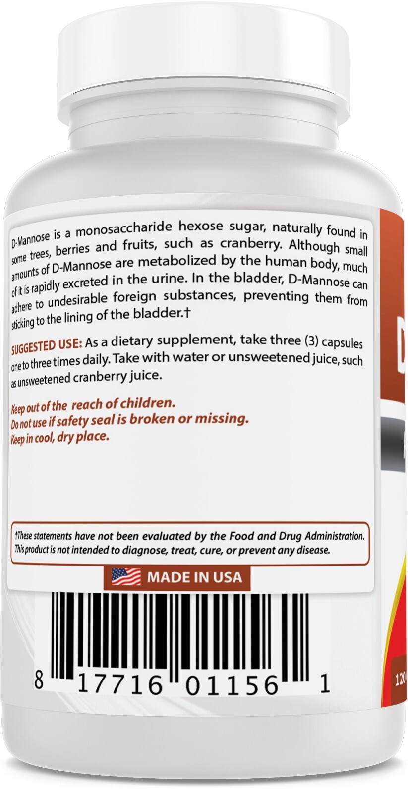 Best Naturals D-Mannose 1500 mg 120 Capsules