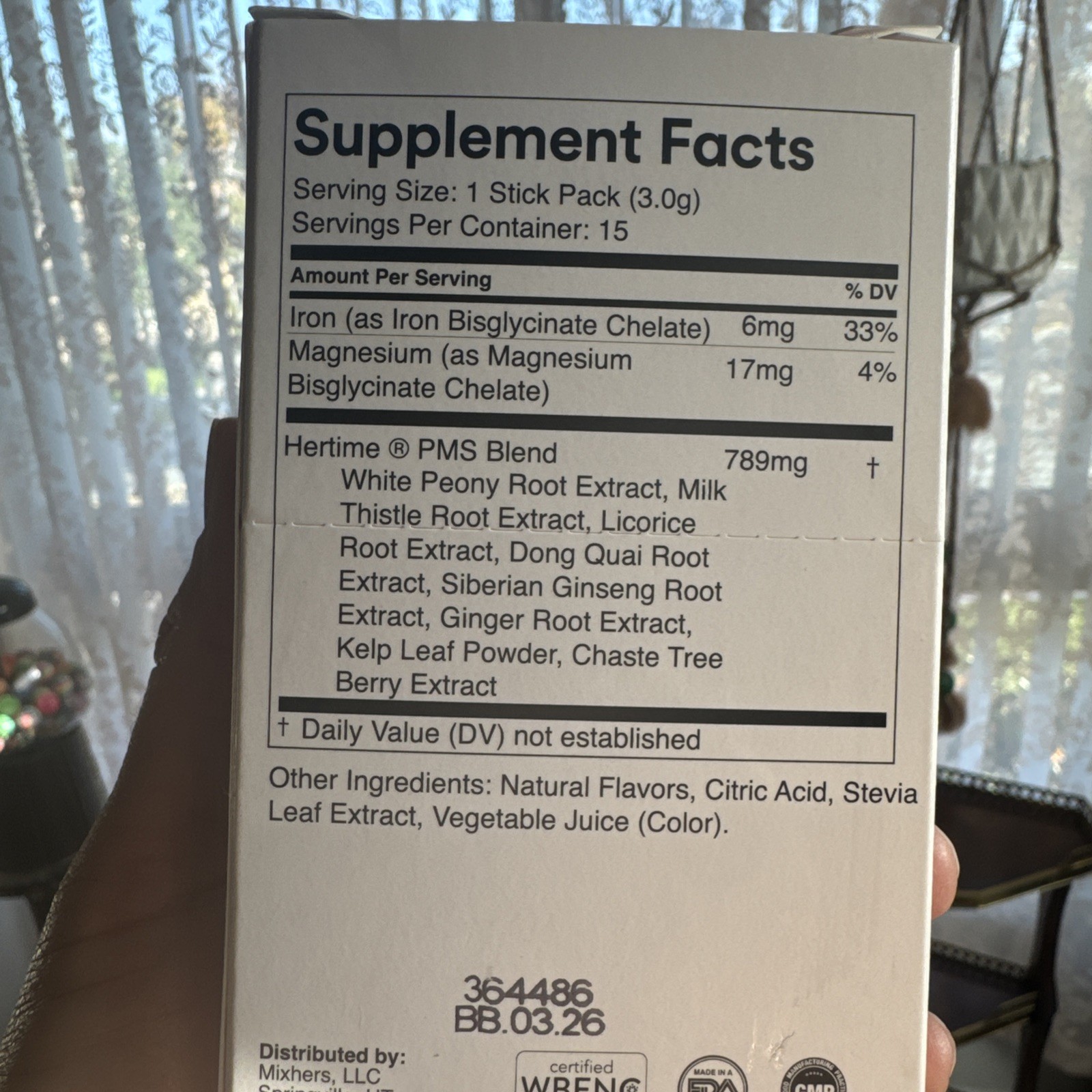 MIXHERS Hertime PMS Hormone Menstrual L Supplement Strawberry Lemonade 15 Pack