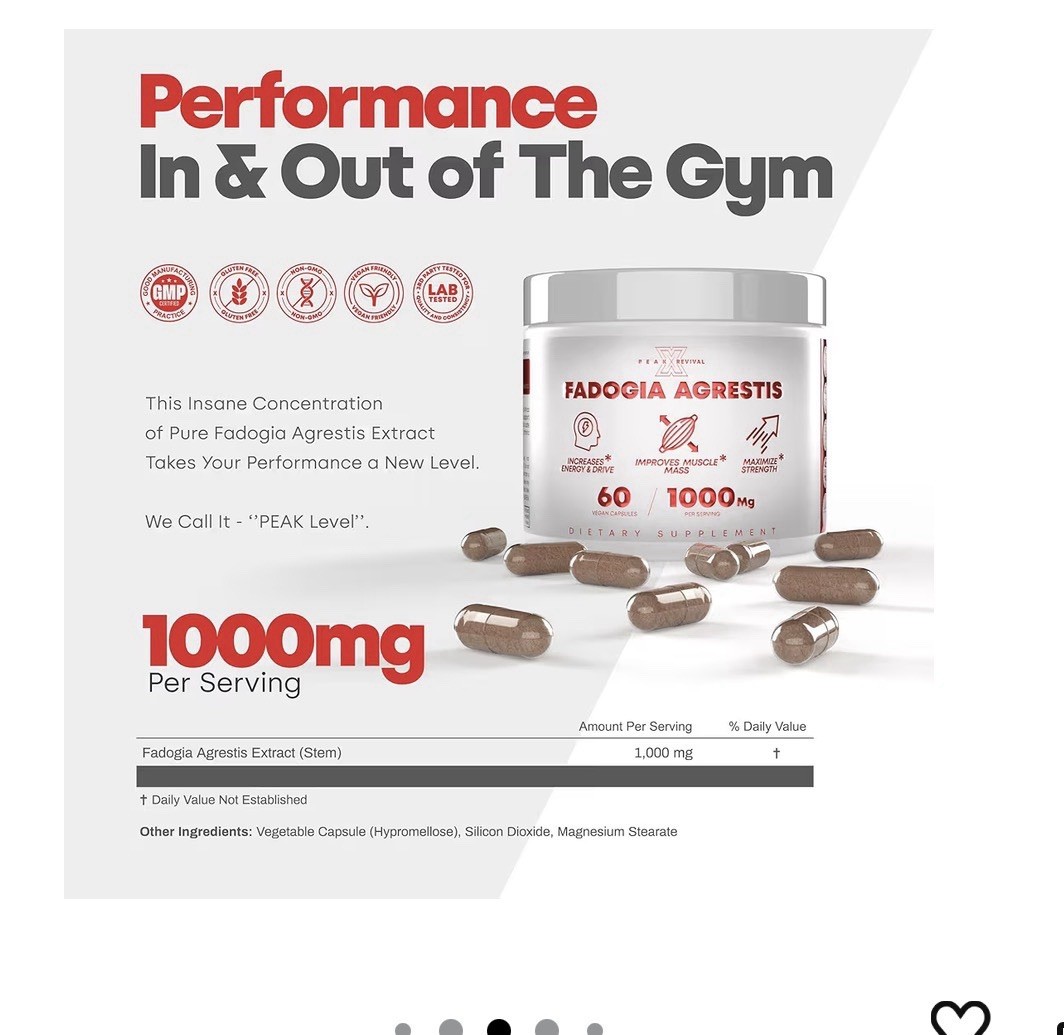 Peak Revival-X Fadogia Agrestis Testosterone Booster 60 Vegan Capsules 1000mg