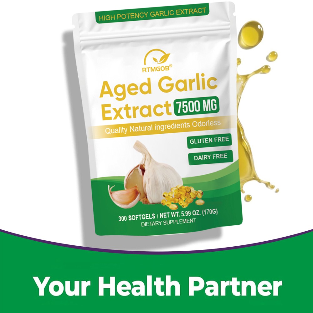 (1pack) Aged Garlic Extract, 300 Softgels, 500mg Odorless | Heart & Immune
