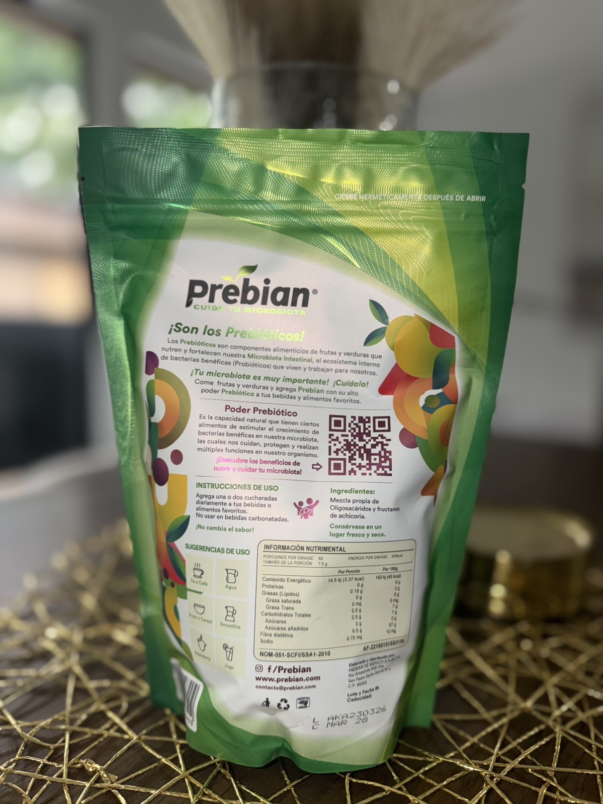 Prebian Prebiotic/Prebiotico Powder 450g-Gut Health & Microbiome Support