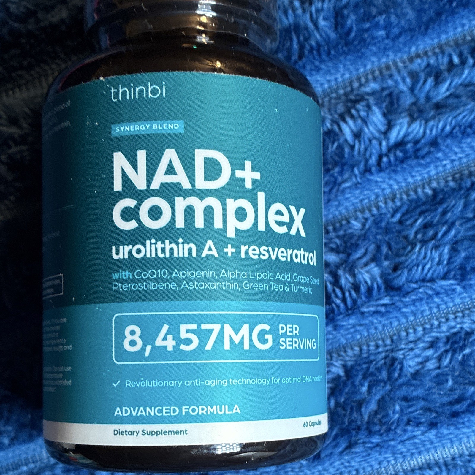thinbi NAD+ Complex Urolithin A Resveratrol 60 Capsules Exp 11/2026