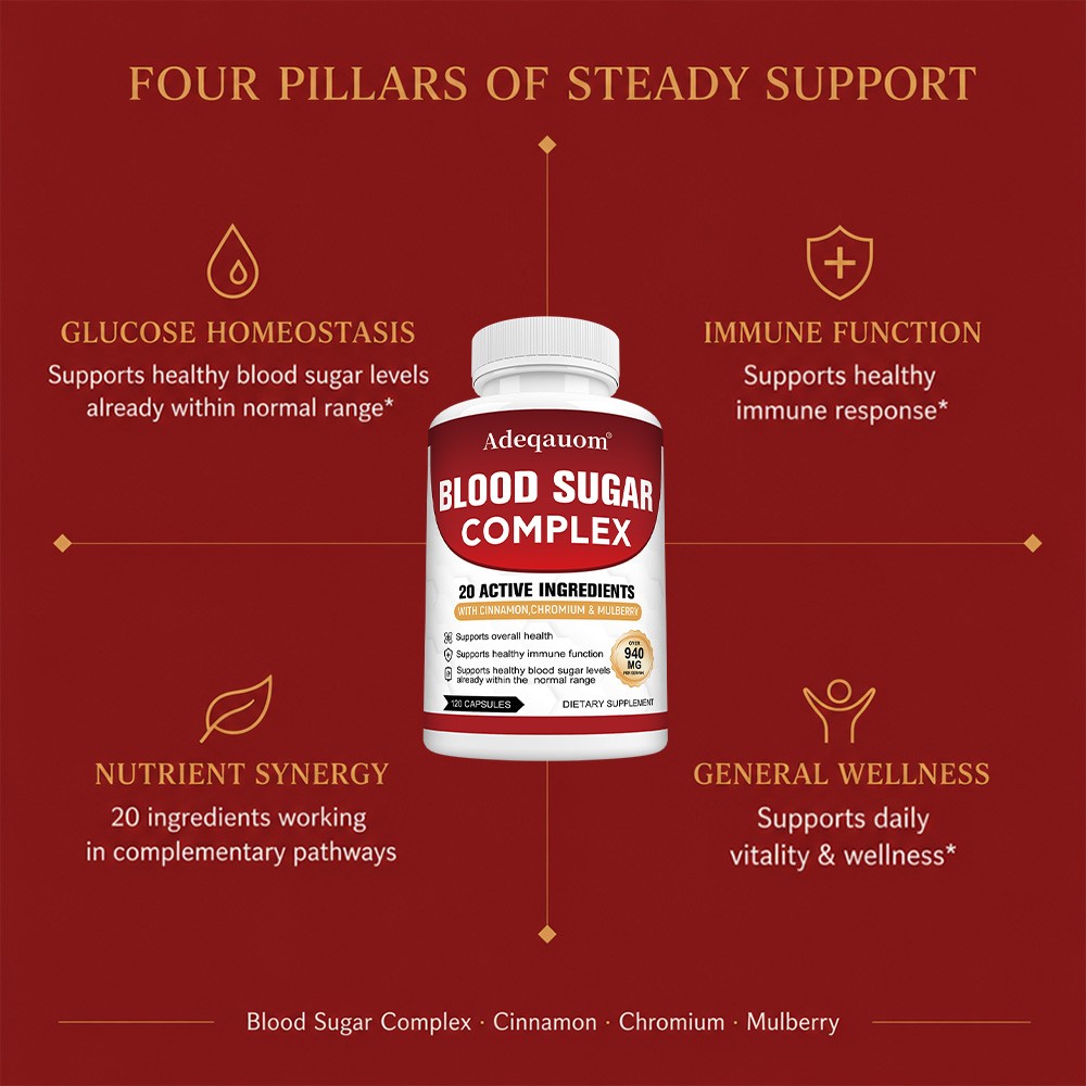 20 Active Ingredients for Balanced Glucose, Immune & Daily Wellness, 30~120 Caps